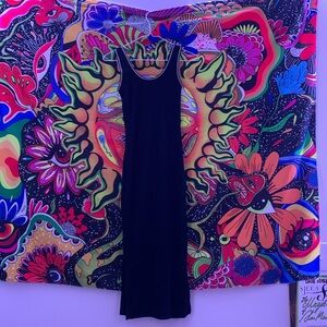 Long black dress with small splits on either side